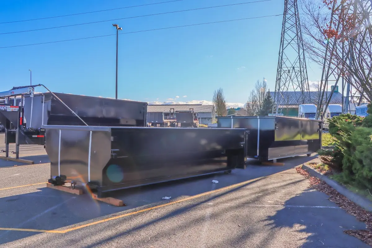 Roll-off dumpster ready for waste disposal at job site for Construction Dumpster Rental in Crosspointe